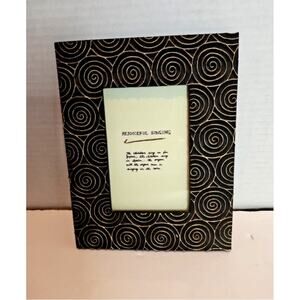 Frame Rejoiceful Singing Photo Frame Whimsical Brass Stone Look MCM holds 3.5x5